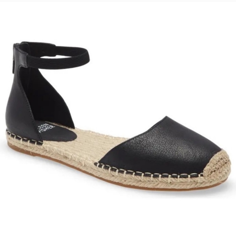 Eileen Fisher Lala Tumbled Leather Espadrille Flats